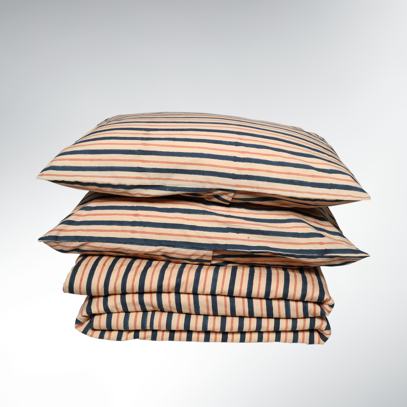 Housse de couette & Taies Réversible - Imprimé / Uni Percale de coton Urban Indigo - Image 3