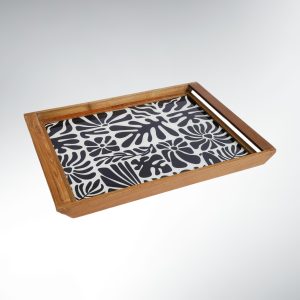 Plateau de Service Bois Teck – 48×30 / 43×27 Black and White 