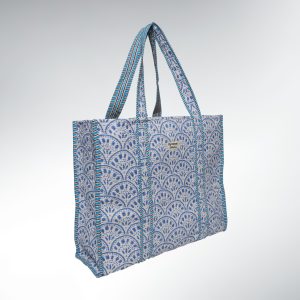 Grand Tote Bag Matelassé  Coton – 45×45  Indi Nomad Bag Azurite
