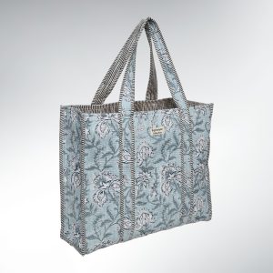 Grand Tote Bag Matelassé  Coton – 45×45 Indi Nomad Bag Blue Flowers