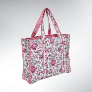 Grand Tote Bag Matelassé  Coton – 45×45 Indi Nomad Bag Rose